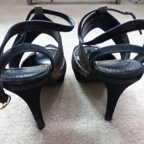 JESSICA SIMPSON black, gold and silver platform heels - Picture 4 of 11